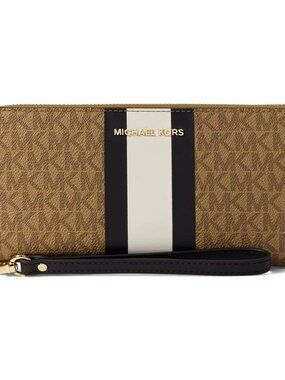 MICHAEL Michael Kors Jet Set Logo Stripe Continental Wristlet - Husk Multi
